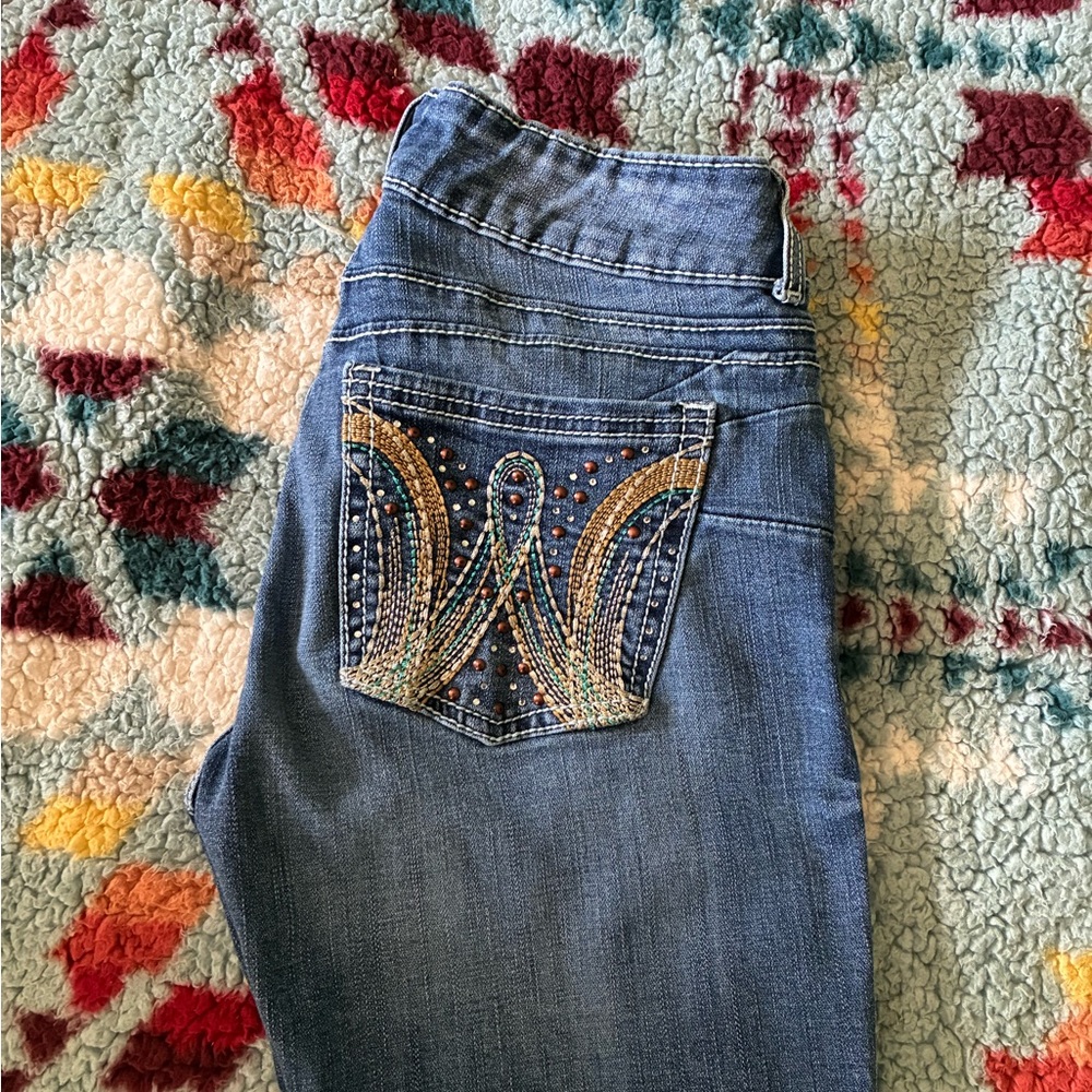 Wrangler Blue Boot Cut Jeans with Embroidered Pocket